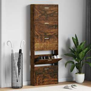 Omarica za čevlje dimljeni hrast 59x17x169 cm inženirski les