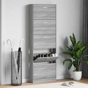 Omarica za čevlje siva sonoma 59x17x169 cm inženirski les