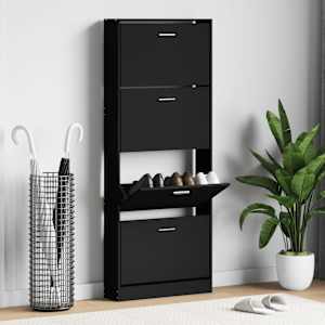 Omarica za čevlje črna 59x17x150 cm inženirski les