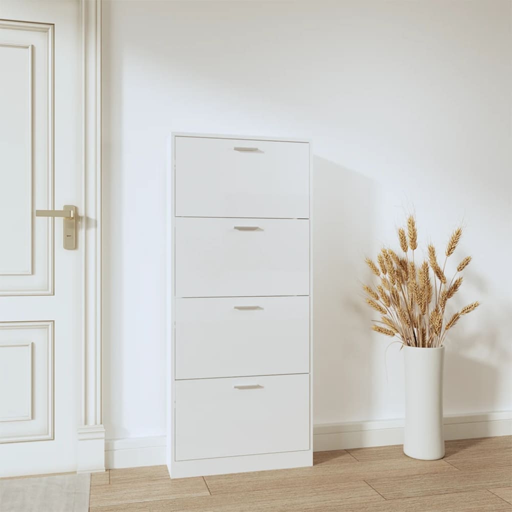 vidaXL Pantofar, alb extralucios, 59x17x150 cm, lemn compozit