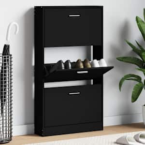 Omarica za čevlje črna 59x17x108 cm inženirski les