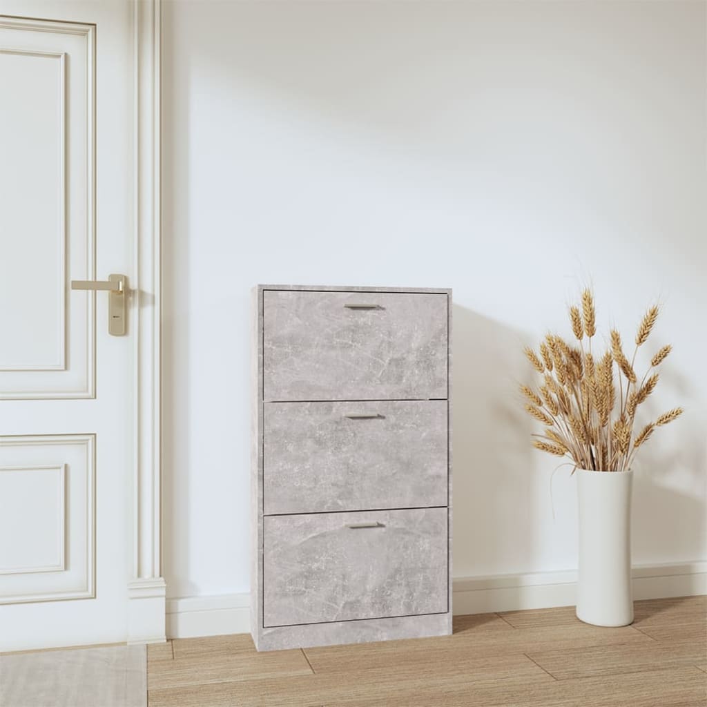 vidaXL Botník betónovo sivý 59x17x108 cm spracované drevo