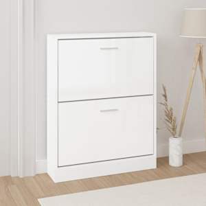 Botník bílý s vysokým leskem 59x17x81 cm kompozitní dřevo - obrázek 1