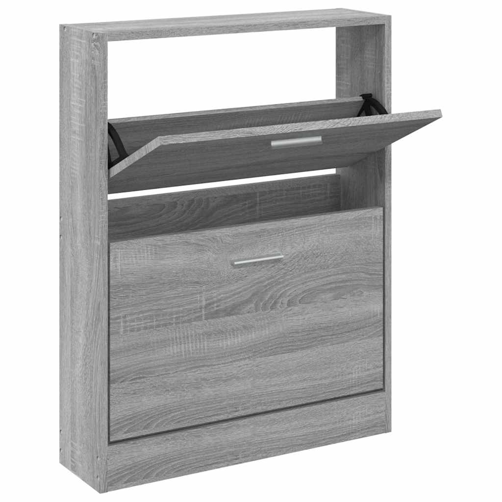 vidaXL Botník šedý sonoma 59x17x81 cm kompozitní dřevo