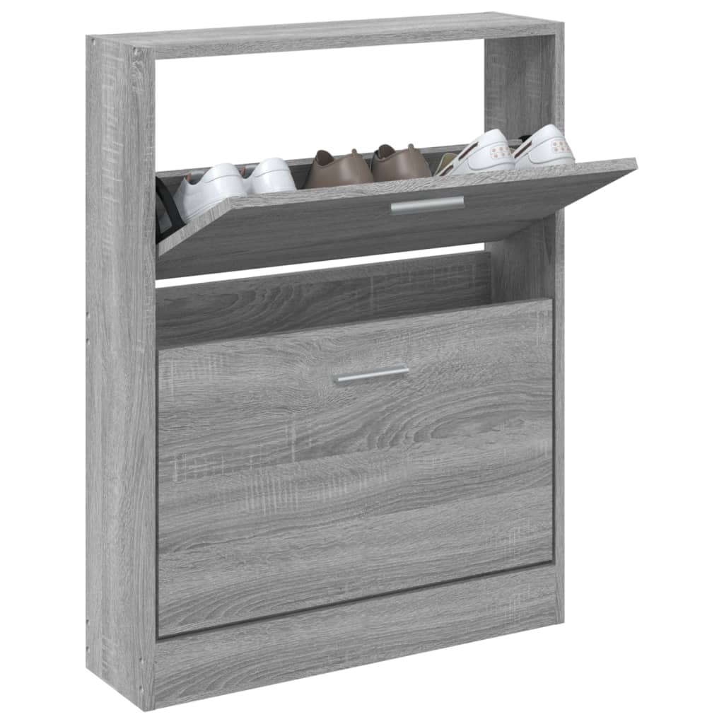 vidaXL Schoenenkast 59x17x81 cm bewerkt hout grijs sonoma afbeelding