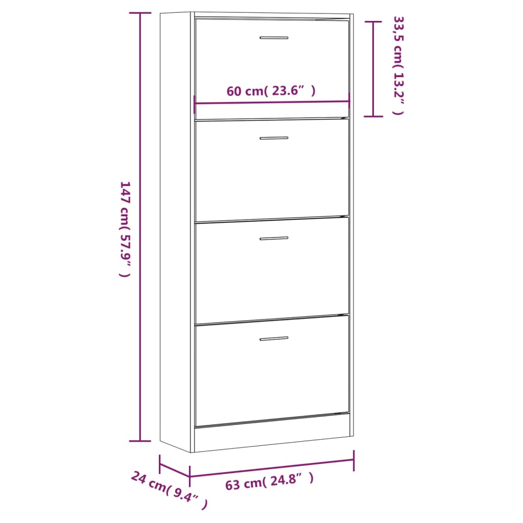 Pantofar, alb, 63x24x147 cm, lemn prelucrat