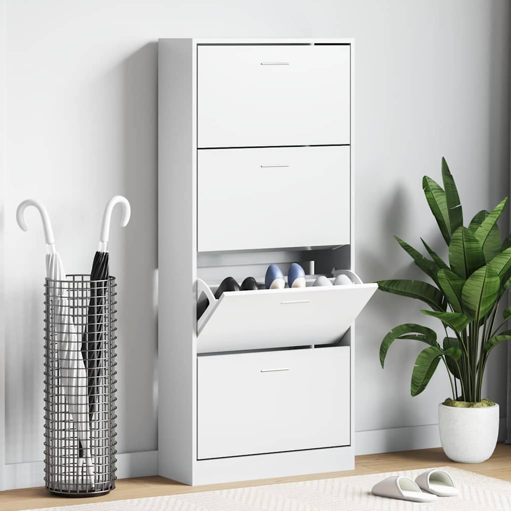 vidaXL Pantofar, alb, 63x24x147 cm, lemn prelucrat