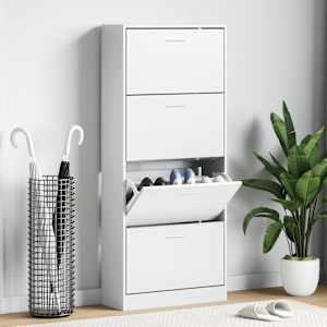 Omarica za čevlje bela 63x24x147 cm inženirski les