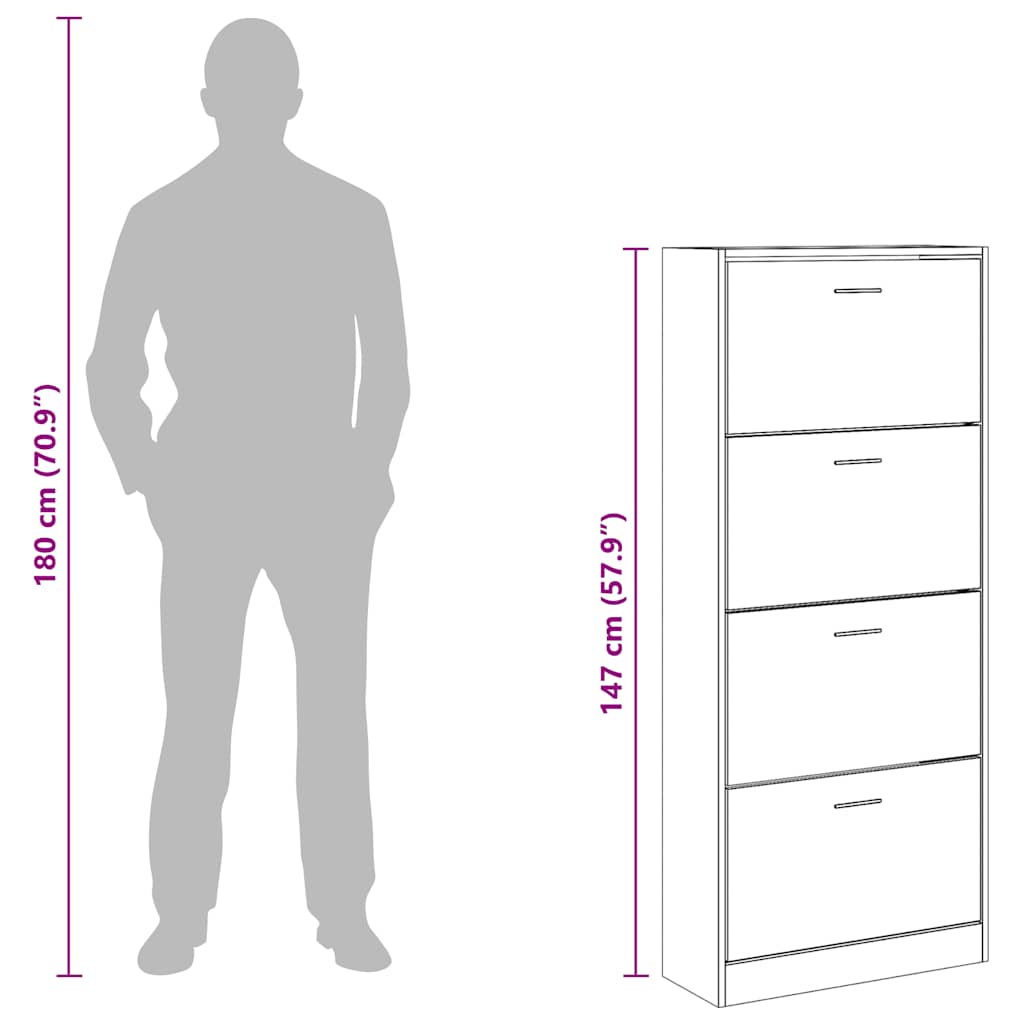 Schoenenkast 63x24x147 cm bewerkt hout sonoma eikenkleurig image 10