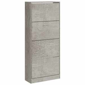 vidaXL jalatsikapp, betoonhall, 63 x 24 x 147 cm, tehispuit
