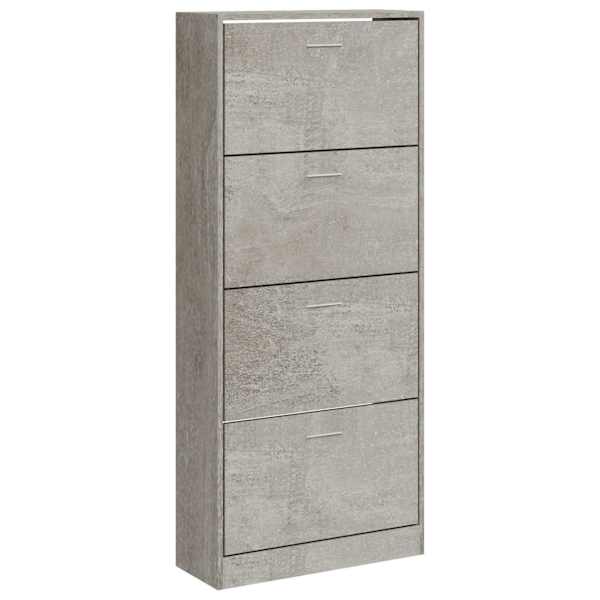 vidaXL jalatsikapp, betoonhall, 63 x 24 x 147 cm, tehispuit