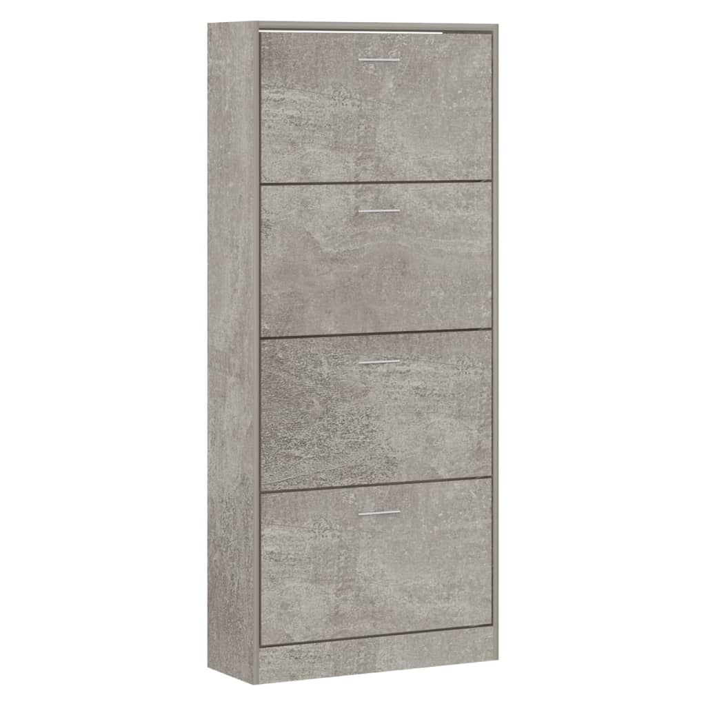 vidaXL Shoe Cabinet Concrete Grey 63x24x147 cm Engineered Wood