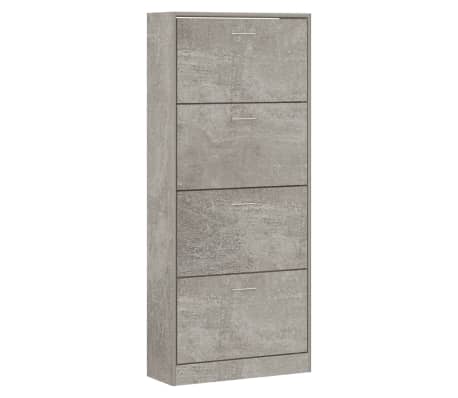 vidaXL Armoire à chaussures Gris béton 63x24x147 cm Bois d'ingénierie