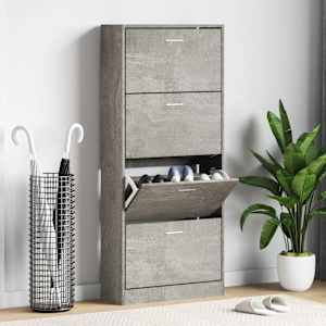 Omarica za čevlje betonsko siva 63x24x147 cm inženirski les