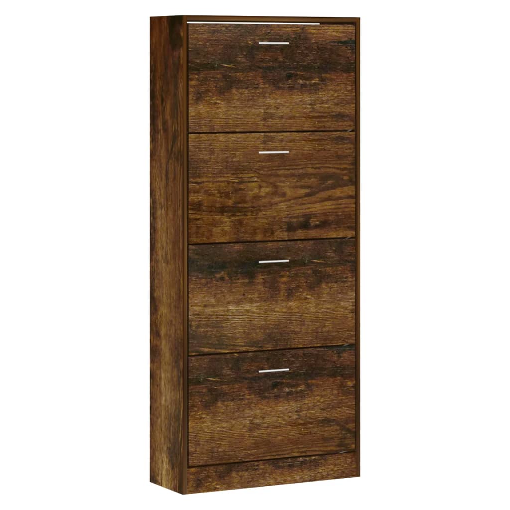 vidaXL Schoenenkast 63x24x147 cm bewerkt hout gerookt eikenkleurig afbeelding