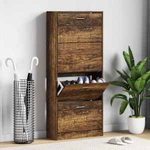 Omarica za čevlje dimljen hrast 63x24x147 cm inženirski les