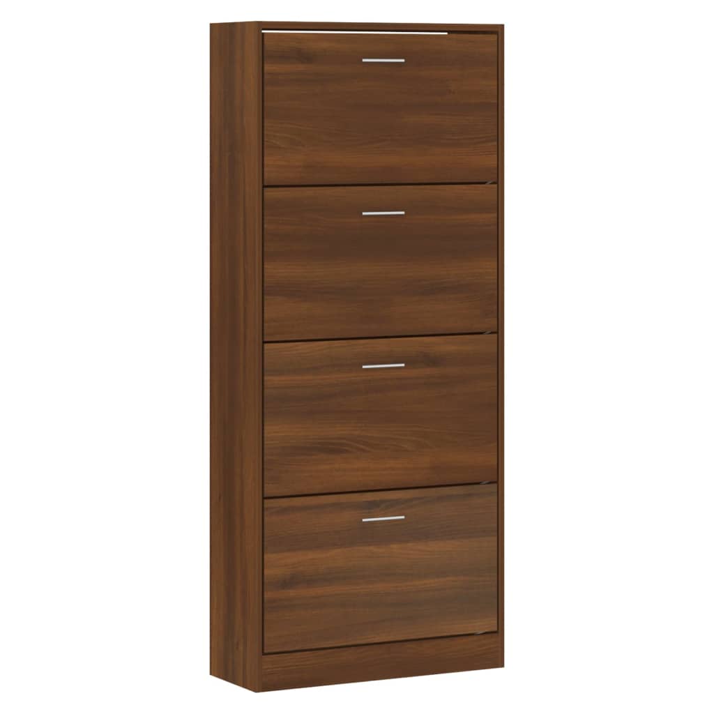 vidaXL Shoe Cabinet Brown Oak 63x24x147 cm Engineered Wood