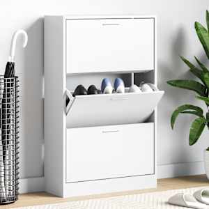 Omarica za čevlje bela 63x24x103 cm inženirski les