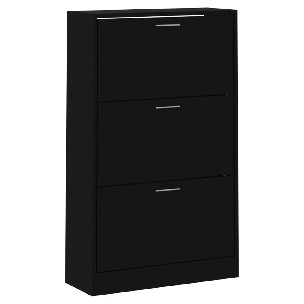 vidaXL Botník čierny 63x24x103 cm spracované drevo