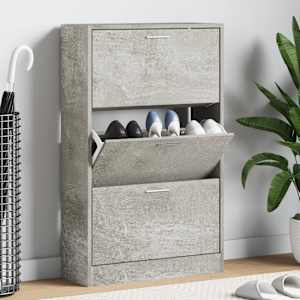 Omarica za čevlje betonsko siva 63x24x103 cm inženirski les