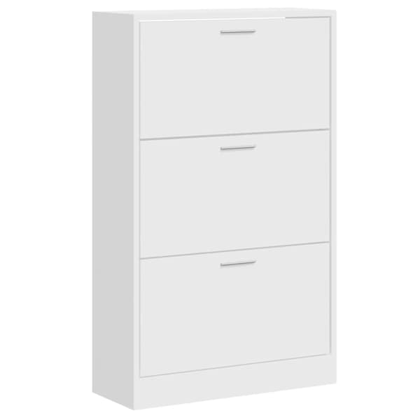 vidaXL jalatsikapp, k&otilde;rgl&auml;ikega valge, 63 x 24 x 103 cm, tehispuit