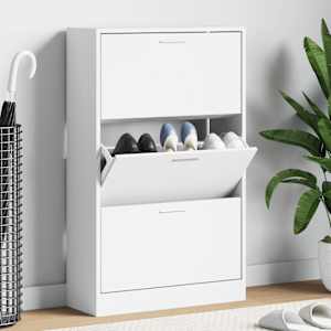 Omarica za čevlje visok sijaj bela 63x24x103 cm inženirski les