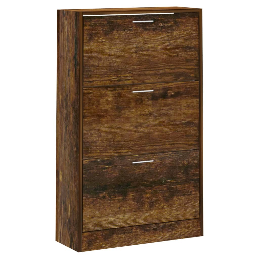 vidaXL Armoire à chaussures Chêne fumé 63x24x103 cm Bois d'ingénierie