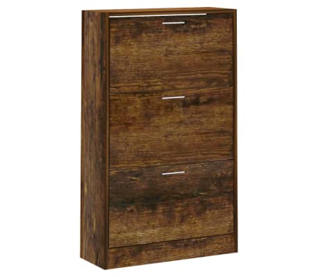 vidaXL Shoe Cabinet Smoked Oak 63x24x103 cm Engineered Wood