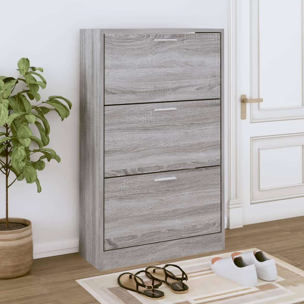 Photos - Hallway Furniture VidaXL Shoe Cabinet Grey Sonoma 63x24x103 cm Engineered Wood 