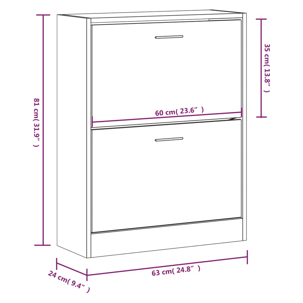 Ormarić za cipele crni 63 x 24 x 81 cm od konstruiranog drva