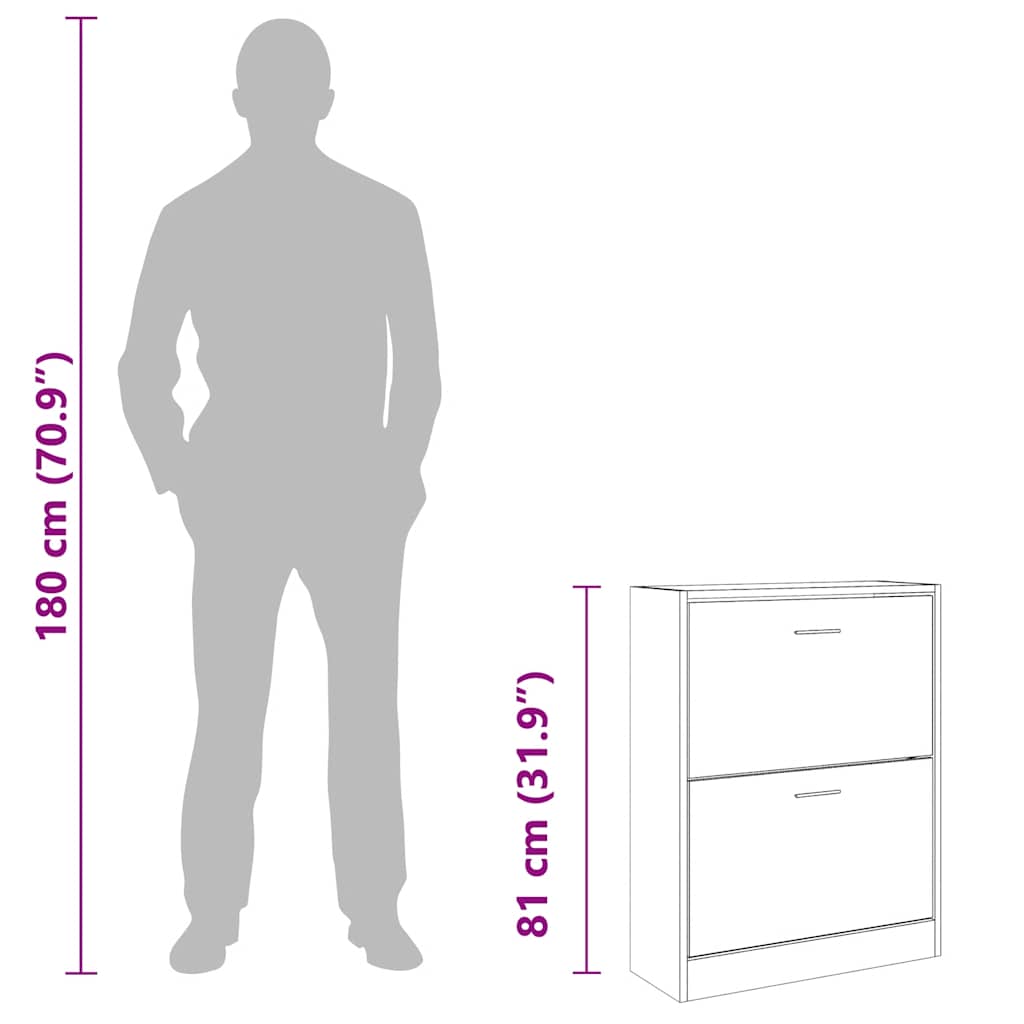 Omarica za čevlje dimljeni hrast 63x24x81 cm inženirski les - slika 10