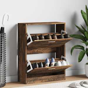 Omarica za čevlje dimljeni hrast 63x24x81 cm inženirski les