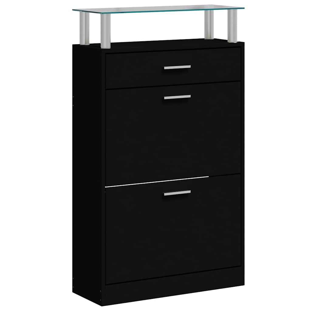vidaXL Botník černý 63 x 24 x 104 cm kompozitní dřevo