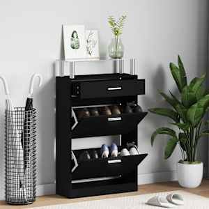 Omarica za čevlje črna 63x24x104 cm inženirski les