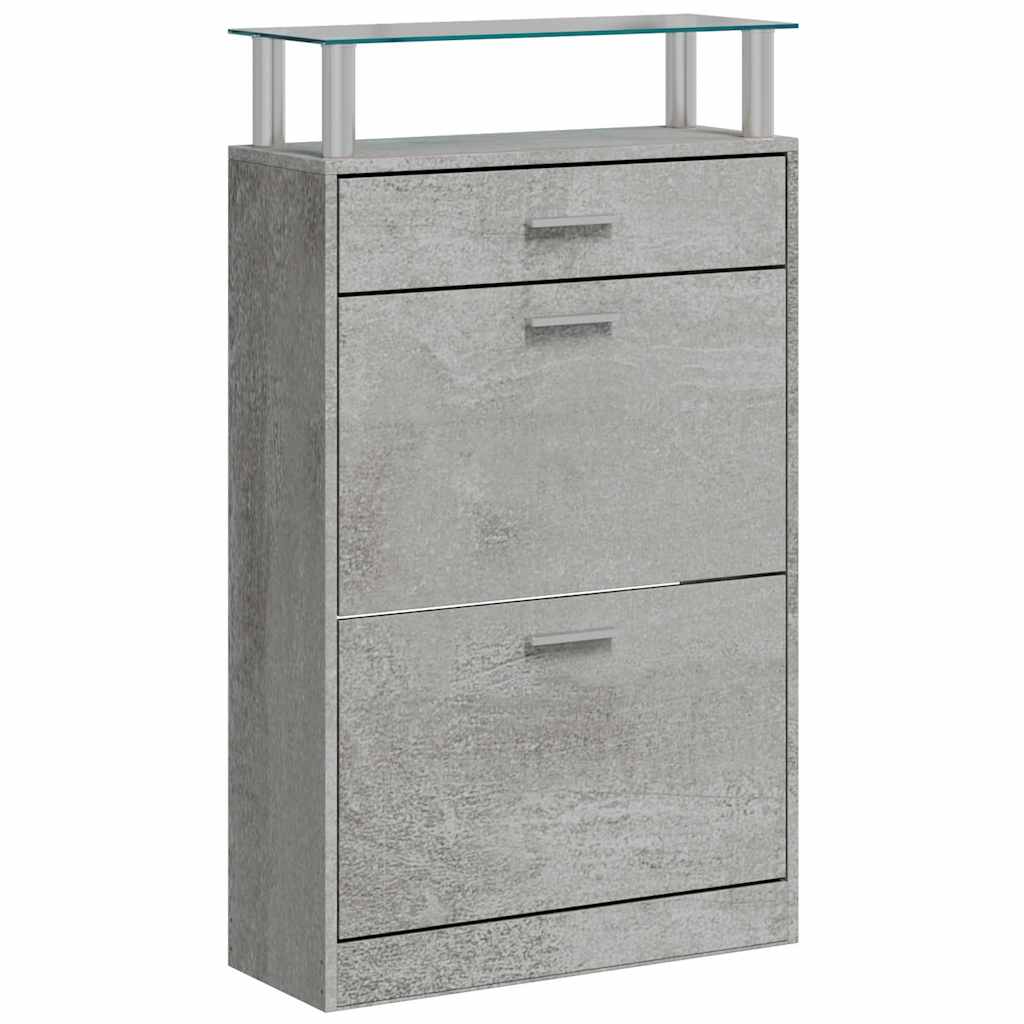 vidaXL Botník betónovo sivý 63x24x104 cm spracované drevo