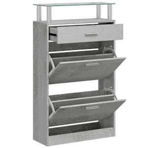 Botník betonově šedý 63 x 24 x 104 cm kompozitní dřevo - obrázek 3