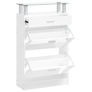 vidaXL jalatsikapp, k&otilde;rgl&auml;ikega valge, 63x24x104 cm, tehispuit