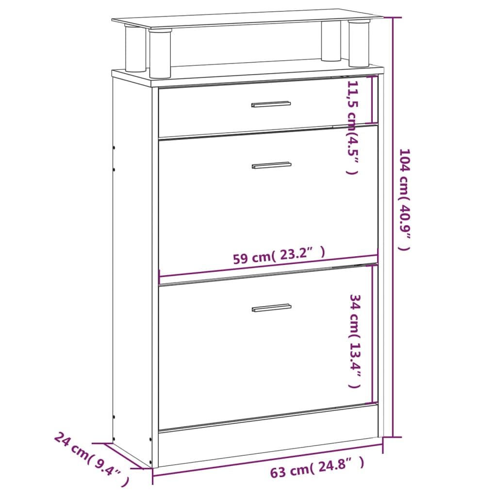 Pantofar, alb extralucios, 63x24x104 cm, lemn prelucrat