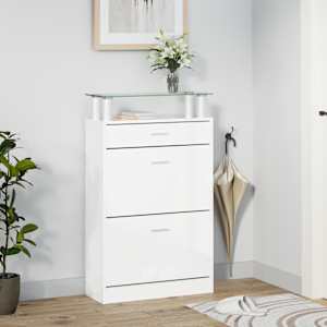 Botník bílý s vysokým leskem 63 x 24 x 104 cm kompozitní dřevo - obrázek 3
