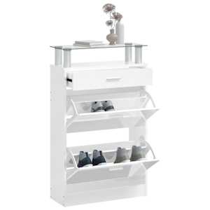 Botník bílý s vysokým leskem 63 x 24 x 104 cm kompozitní dřevo - obrázek 4