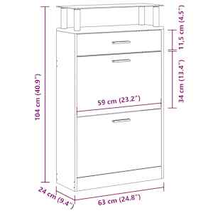 Botník hnědý dub 63 x 24 x 104 cm kompozitní dřevo - obrázek 10