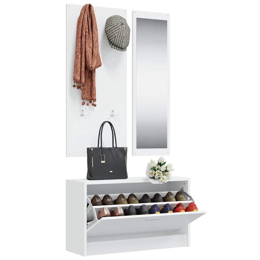 Thumbnail - vidaXL 3-tlg. Flurmöbel-Set Weiß Holzwerkstoff