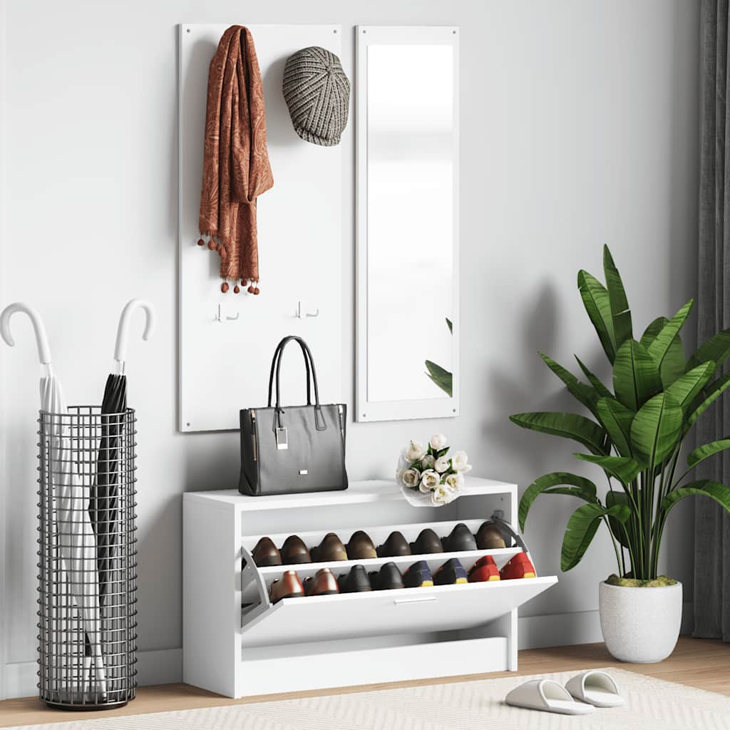 vidaXL 3-tlg. Flurmöbel-Set Weiß Holzwerkstoff