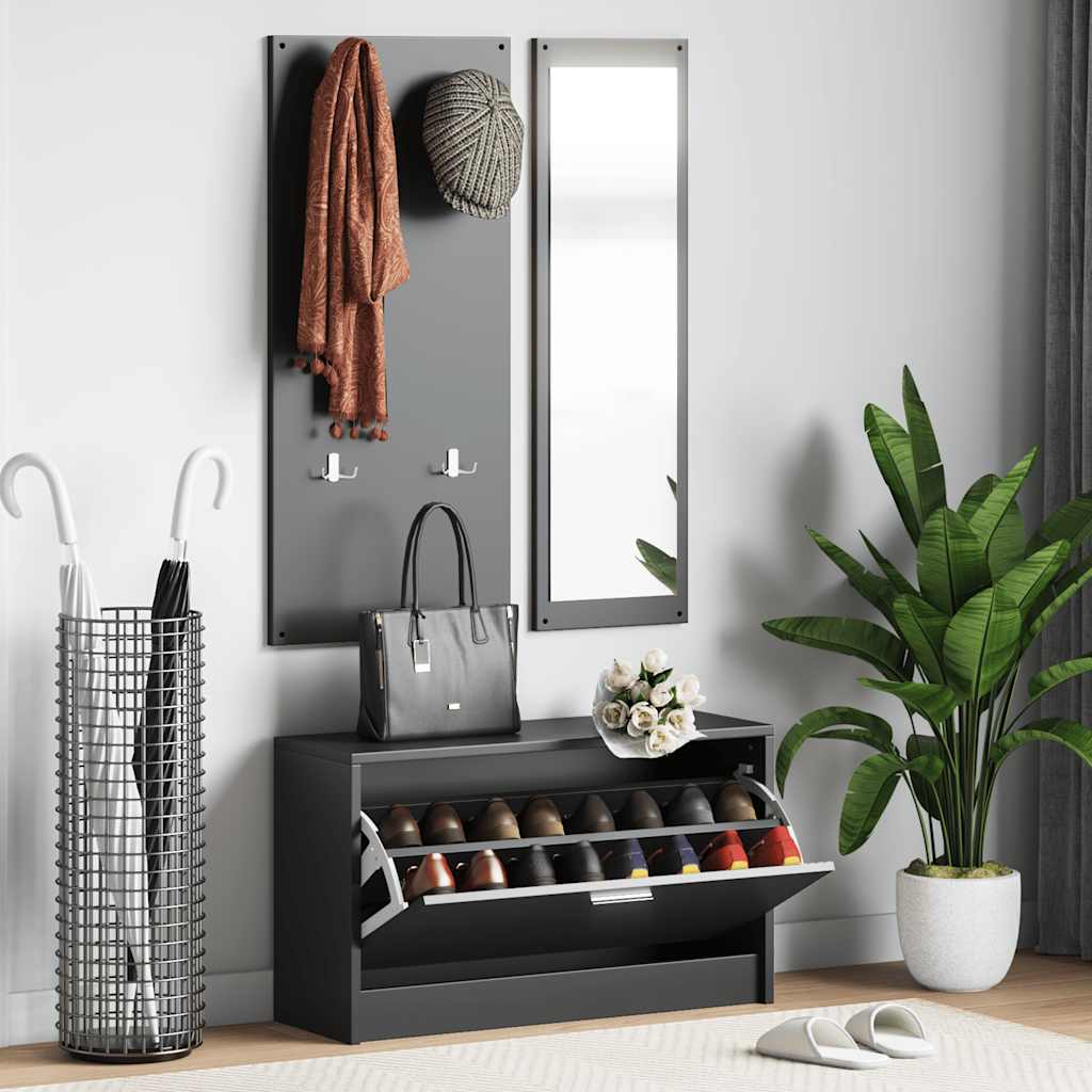 vidaXL 3-tlg. Flurmöbel-Set Schwarz Holzwerkstoff