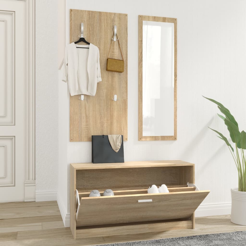 Mueble zapatero de 30 cm fabricado en madera contrachapada y metal color  gris sonoma VidaXL