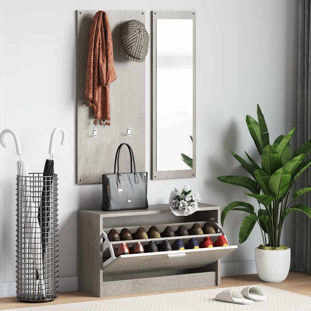 vidaXL 3-tlg. Flurmöbel-Set Betongrau Holzwerkstoff