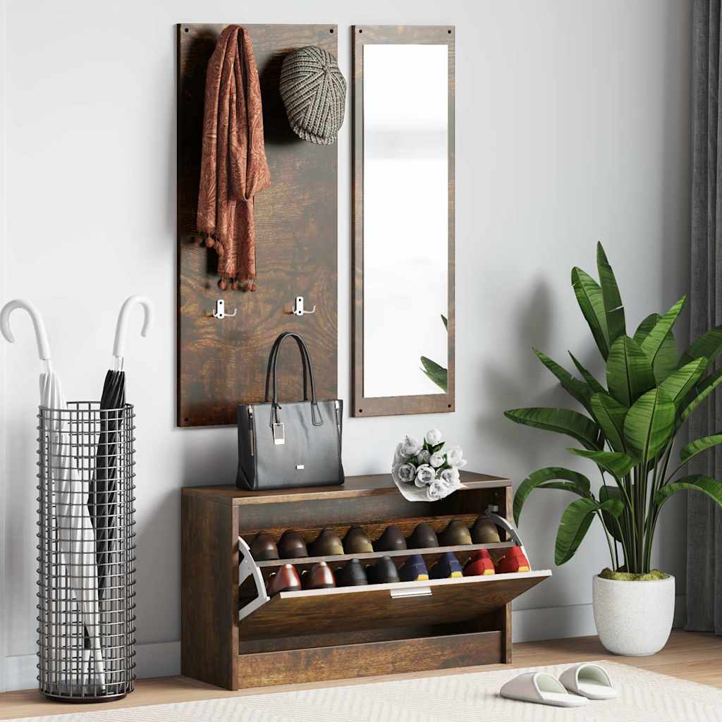 vidaXL 3-tlg. Flurmöbel-Set Räuchereiche Holzwerkstoff