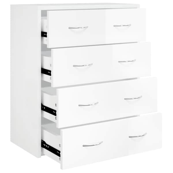vidaXL 4 sahtliga kummut 60 x 30,5 x 71 cm, k&otilde;rgl&auml;ikega, valge