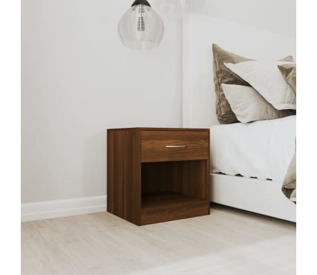 vidaXL Bedside Cabinets 2 pcs with Drawer Brown Oak