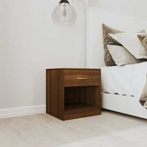 vidaXL Bedside Cabinets 2 pcs with Drawer Brown Oak